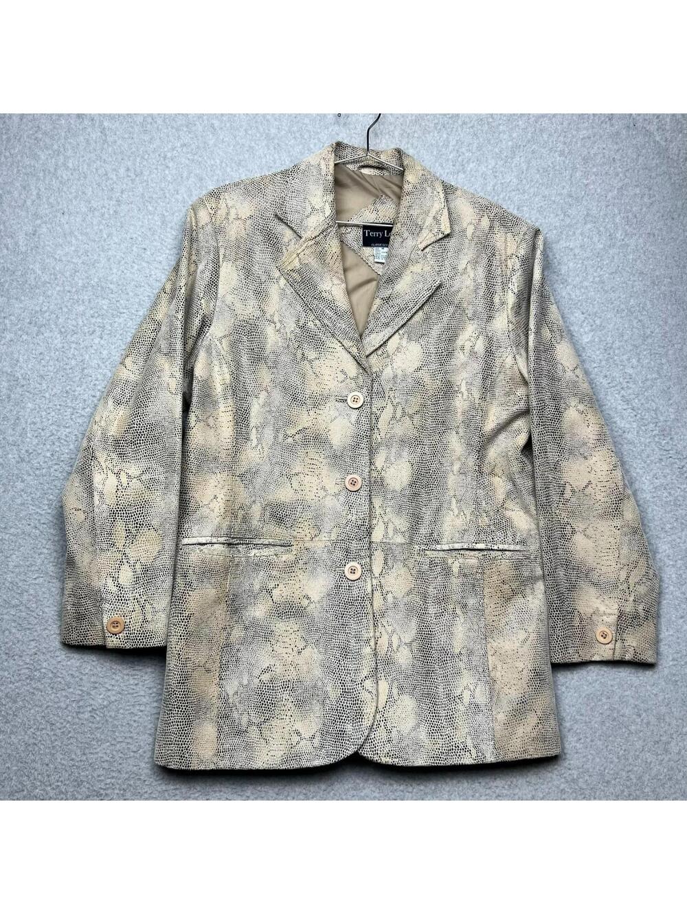 Vintage 90s Y2K Terry Lewis Leather Python Snakeskin Blazer Jacket M Mob Wife